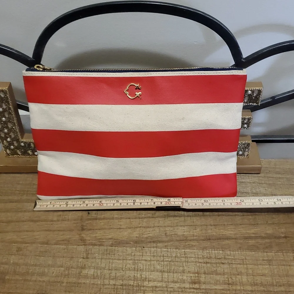 C Wonder Womens Nautical‎ Striped Anchor Clutch